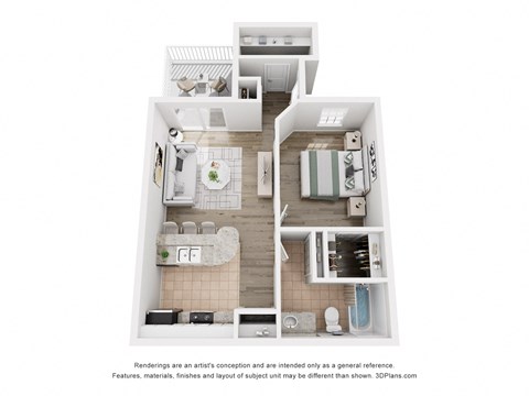 Floor plan for 1 bed, 1 bath, 815 sqft